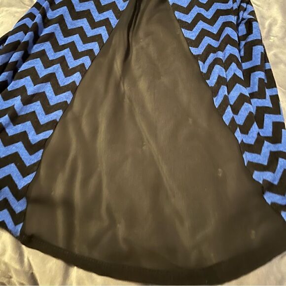 Shanley Chevron Mesh Back Casual Long Sleeve Top Hi Lo Hem Royal Blue Black M - Picture 8 of 12